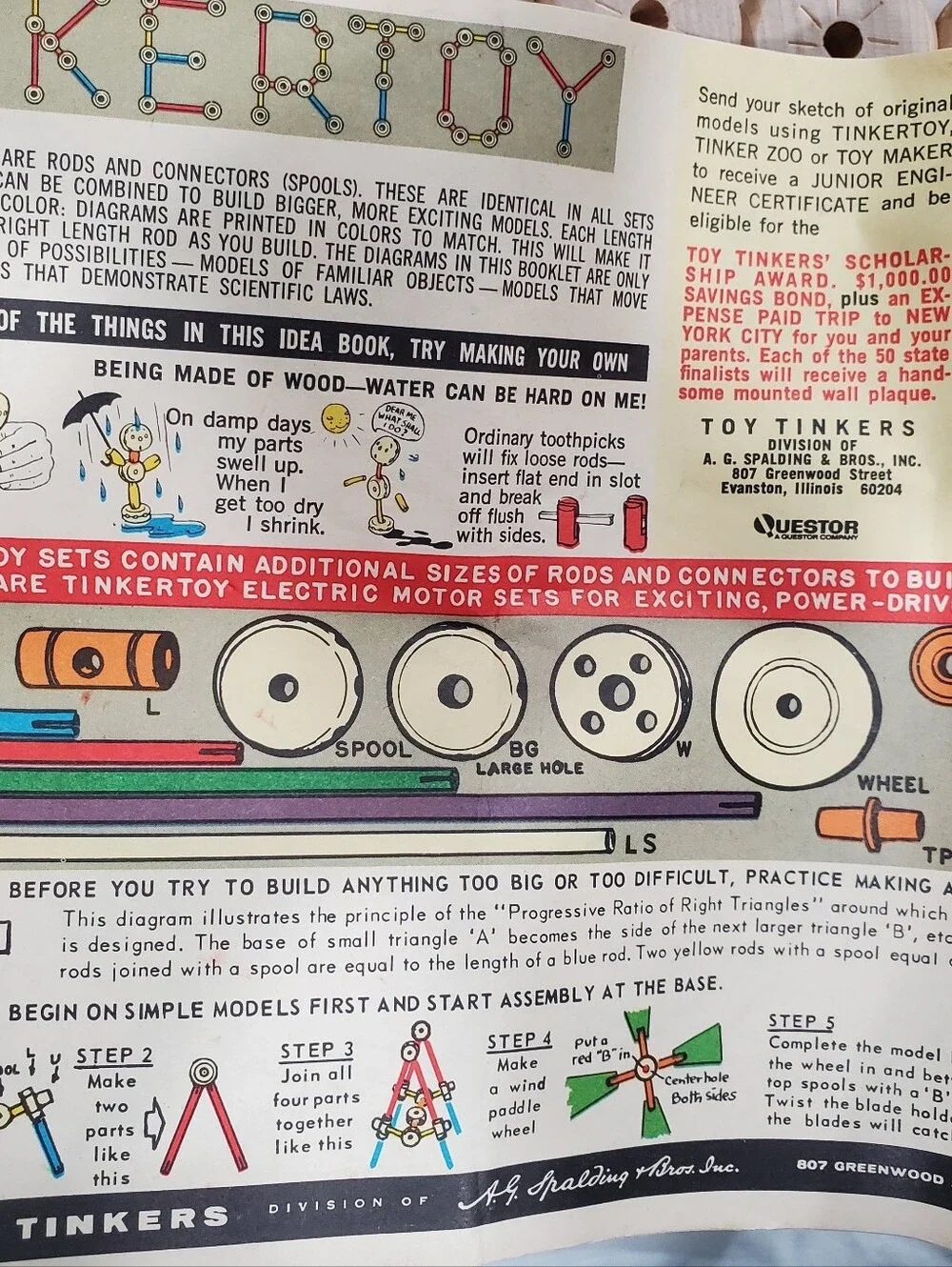 Vintage 1970 Questor Tinkertoy Set No 155 Giant Engineer 98% Complete Metal Lid